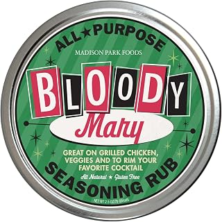 Classic Bloody Mary Cocktail Rimmer Salt and Gourmet Seasoning Dry Spice Blend for Cocktails, Chicken, Veggies - Great Popcorn Seasoning - All Natural Gluten Free, Vegan, Non GMO, No MSG, 3 Ounce Spice and Rimmimg Tin