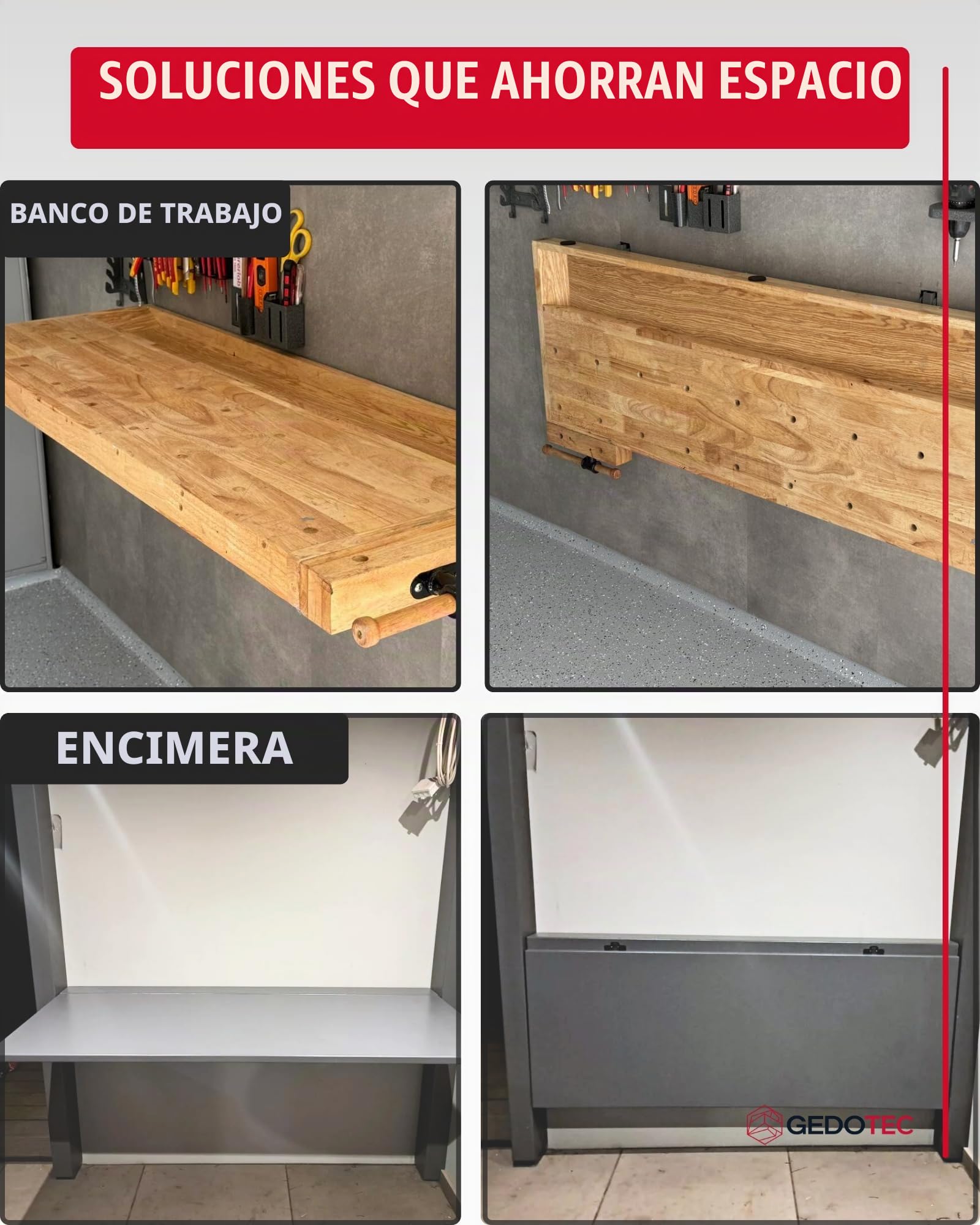 Gedotec Consola plegable para cargas pesadas de 150 kg, soporte estable para estanterías de 680 mm, de acero resistente, plegable para taller, mesa de pared y montaje en pared, soporte para