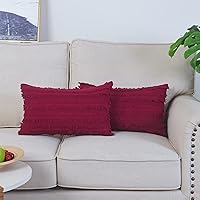 Vista 28 de GYROHOME Paquete de 2 fundas de almohada de algodón y lino, fundas de cojín decorativas, diseño de borlas, fundas de cojín modernas con flecos