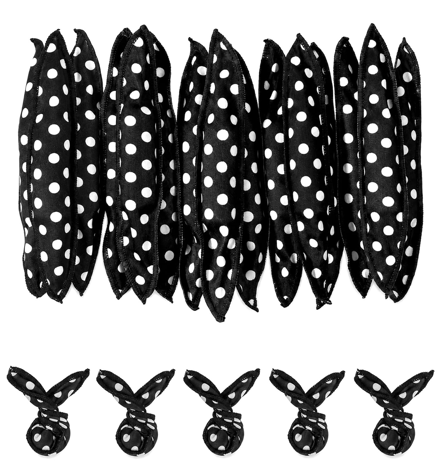 15 PCS Pillow Rollers for Hair, Pillow Curlers for Night Sleep (Black)
