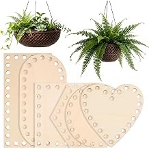 6PCS Wooden Basket Bottom, Crochet Basket Base & Basket Weaving Wooden Bases for Crochet Baskets - Round/Oval/Square/Heart Basket Bottoms for Crochet Base for DIY Craft Weaving