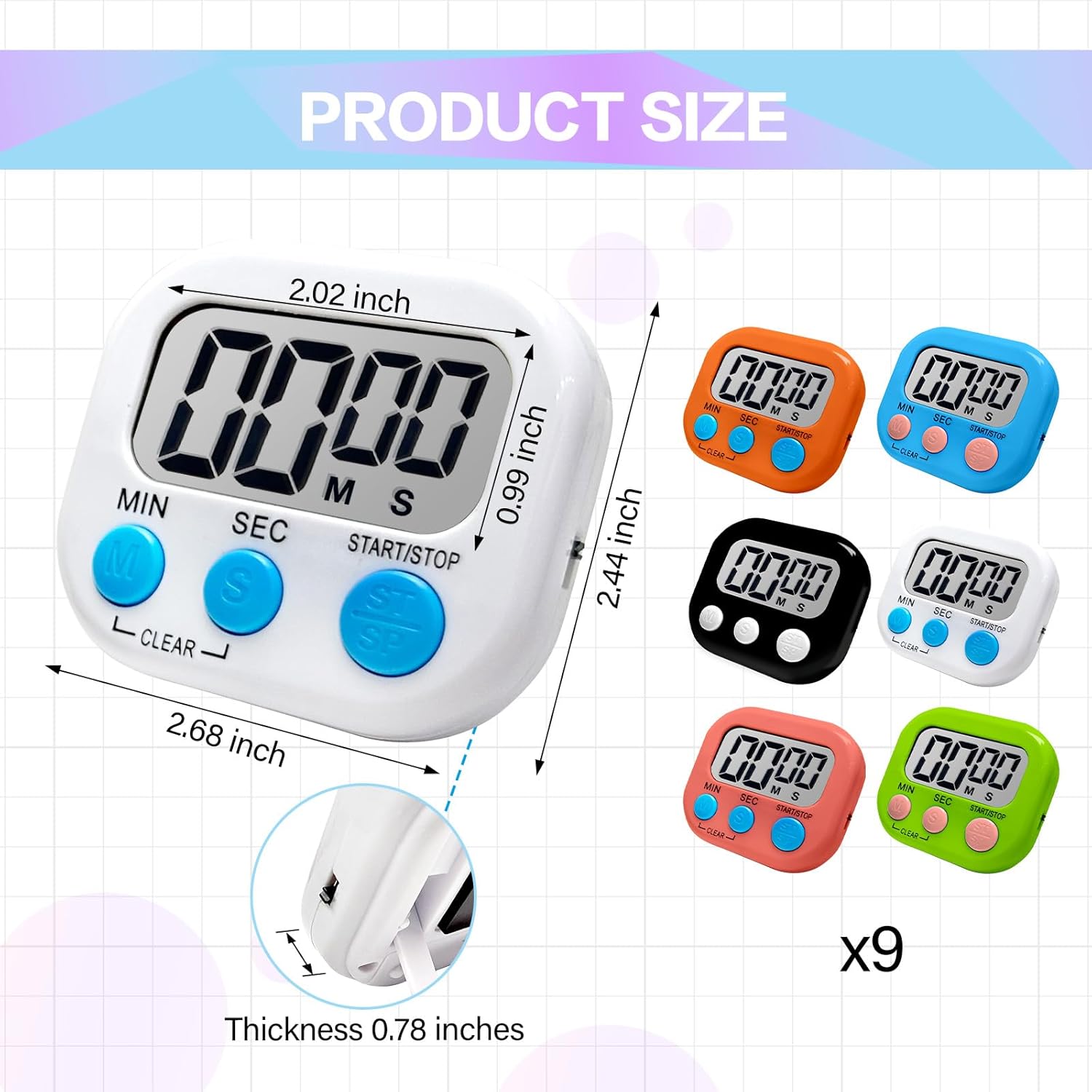54 Pcs Kitchen Timer Bulk with Small Magnetic Backing Stand Liubeili Digital Timers Manual Electronic Alarm Clock Visual LCD Display for Teacher Toothbrush Exercise Oven Classroom Baking