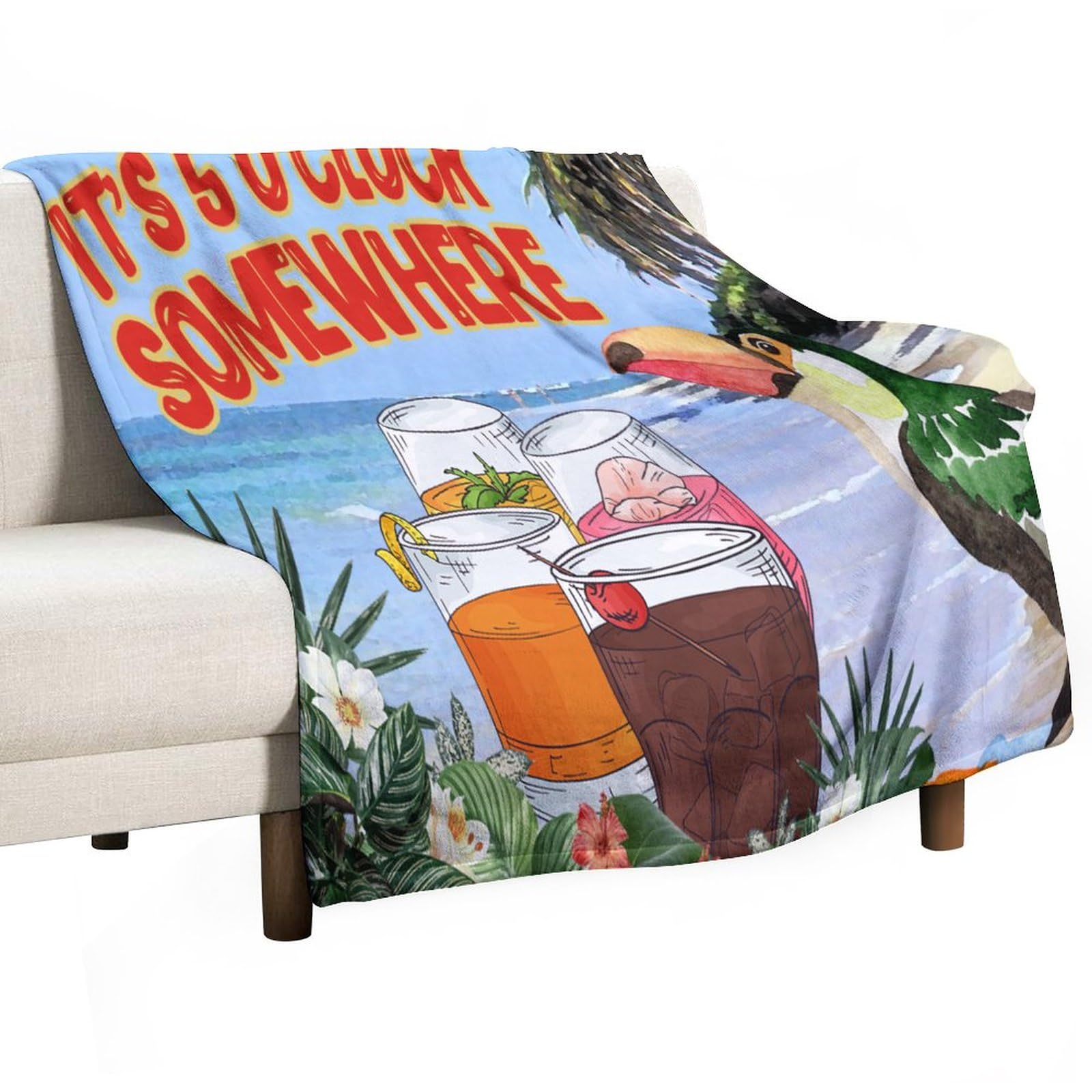 Couverture chaude et légère pour lit et canapé design perroquet