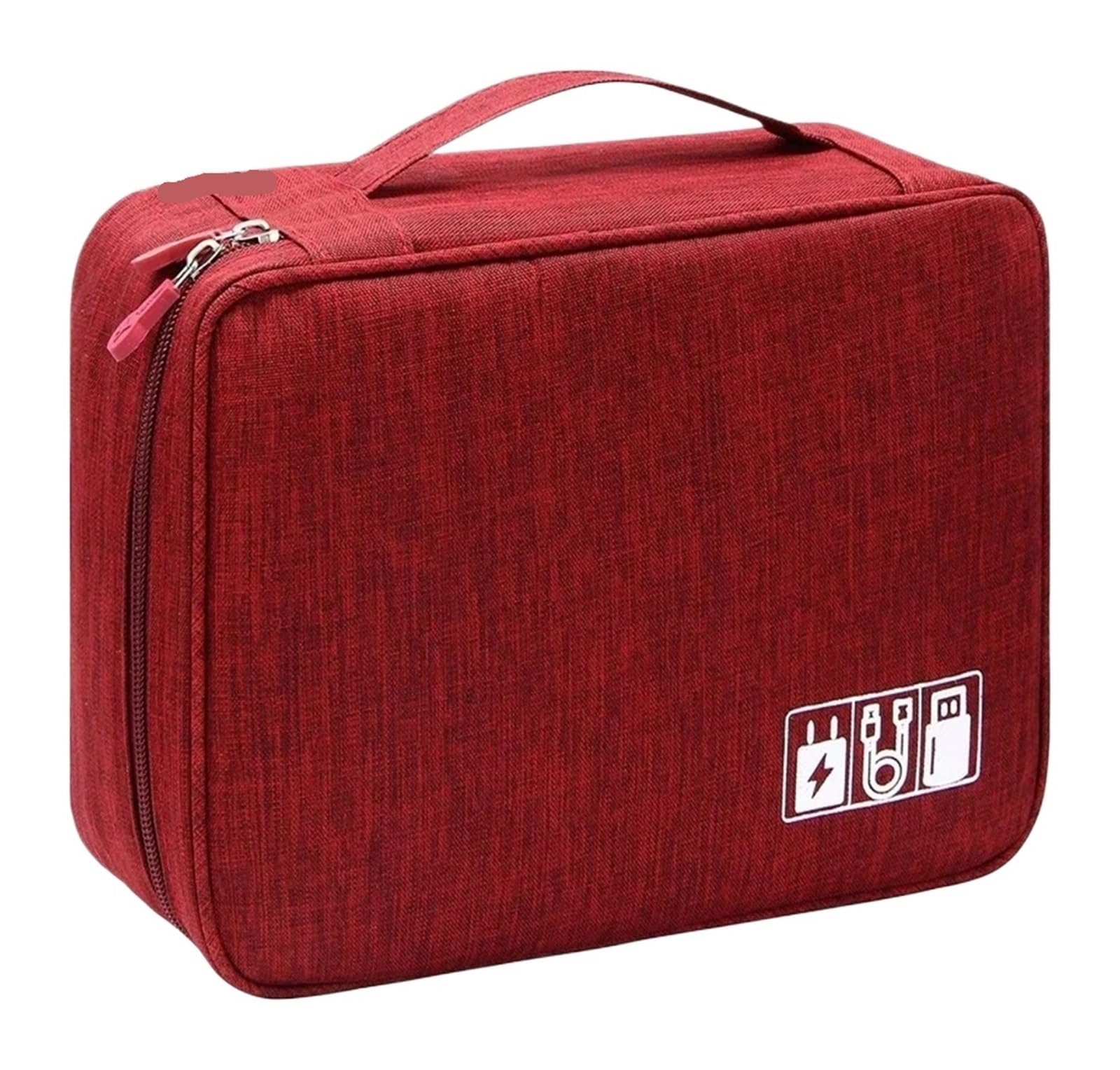 1pc Waterproof Portable Electronic Organizer Pouch Digital Cable & Gadget Storage Bag(Red)