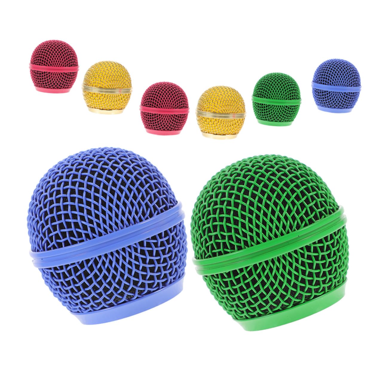 minkissy 8 Piezas de Cabezal de Rejilla Metálica para Micrófono, Repuesto de Malla Esférica en Colores Oro, Rosa, Verde y Azul, Compatible para Grabación y Uso Profesional