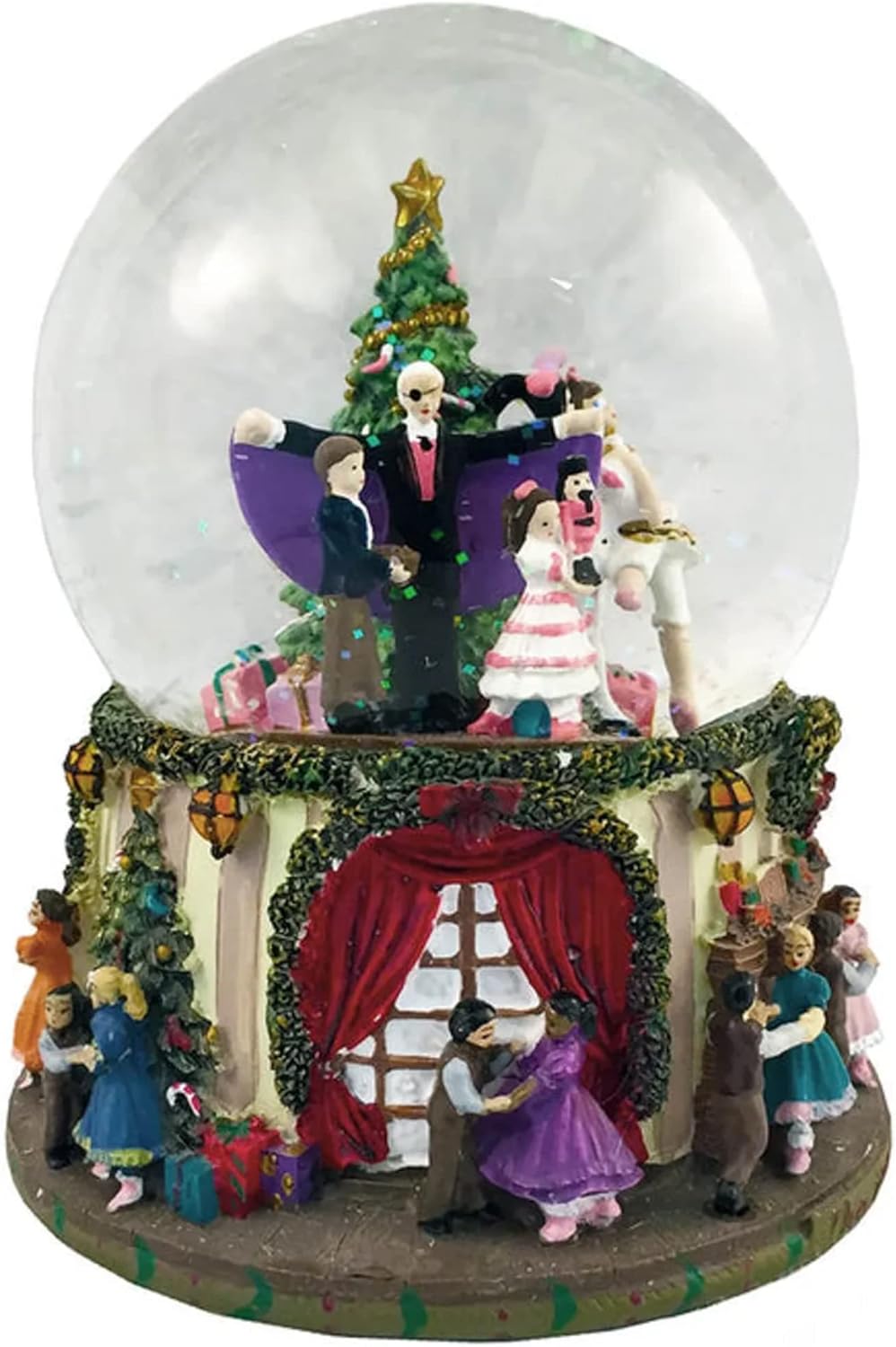 Party Scene Musical Snow Globe Plays The Nutcracker Suite March by Tchaikovsky
