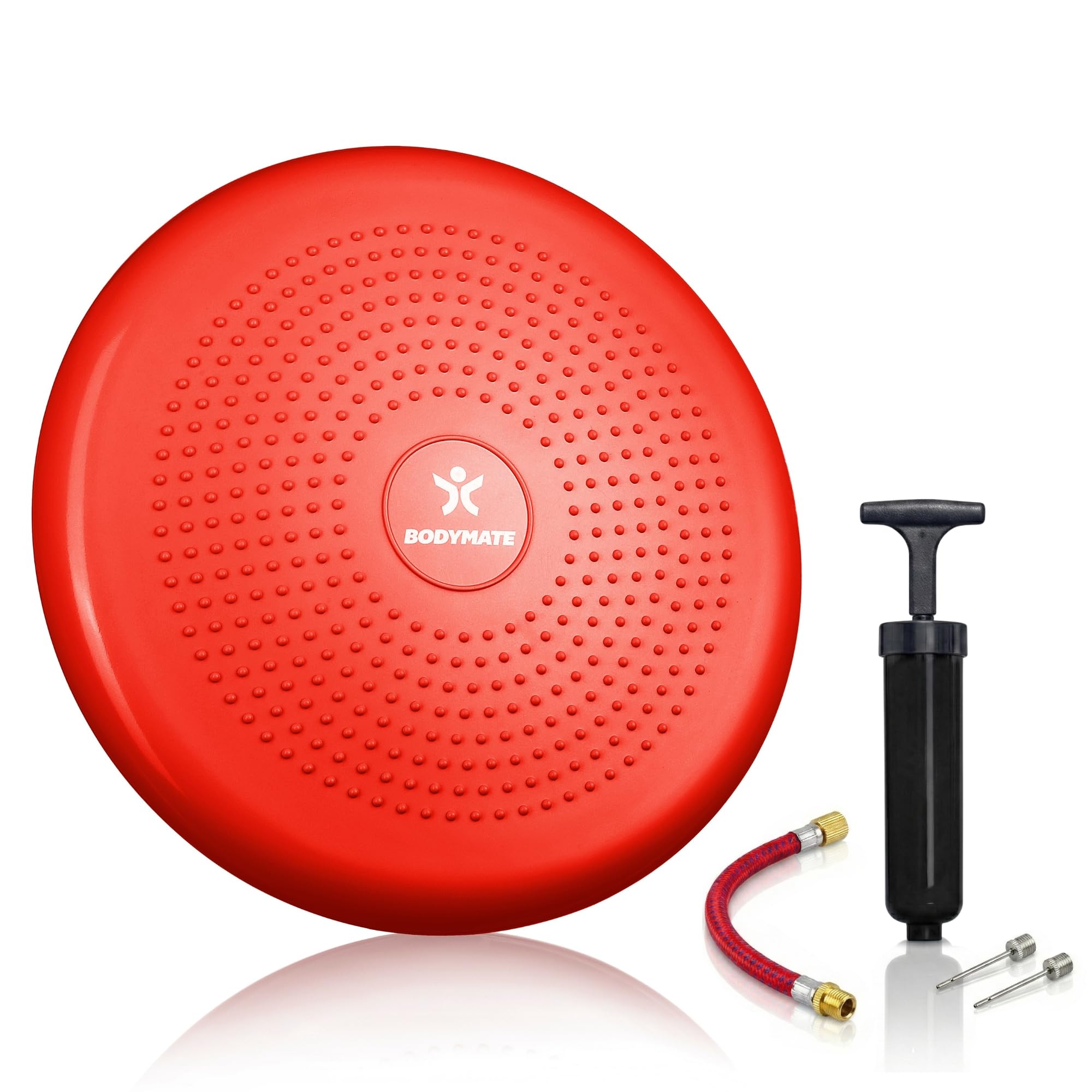 BODYMATE Pepper-RED - Cuscino per seduta con pompa di diametro 34 cm, cuscino di equilibrio, cuscino di equilibrio, cuscino per nodi, per allenamento, riabilitazione, coordinazione e allenamento