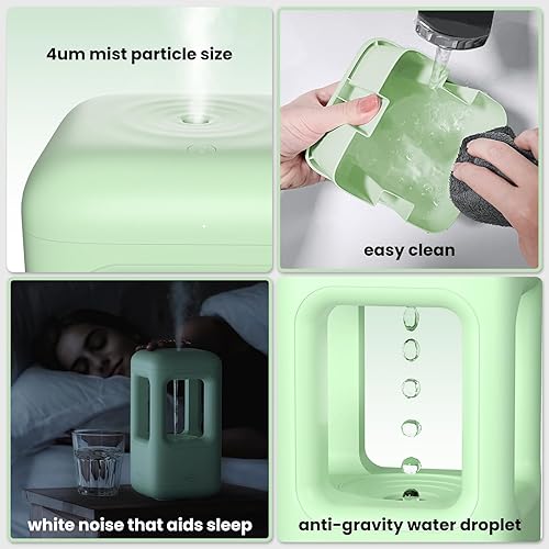 Miniatura 6 de Mini humidificadores verdes para dormitorio y plantas, humidificador de escritorio pequeño, niebla fría portátil para mesita de noche, escritorio,