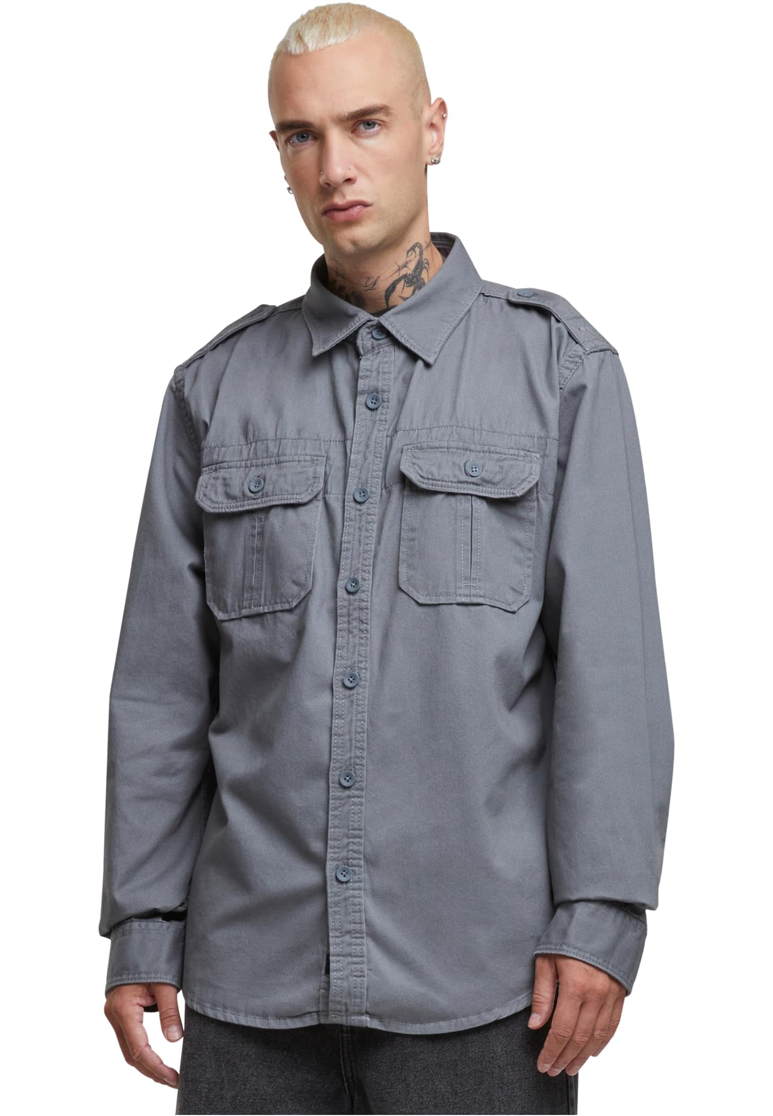 Brandit Vintage Shirt Long Sleeve, Farbe: Charc Grey, Größe: XL