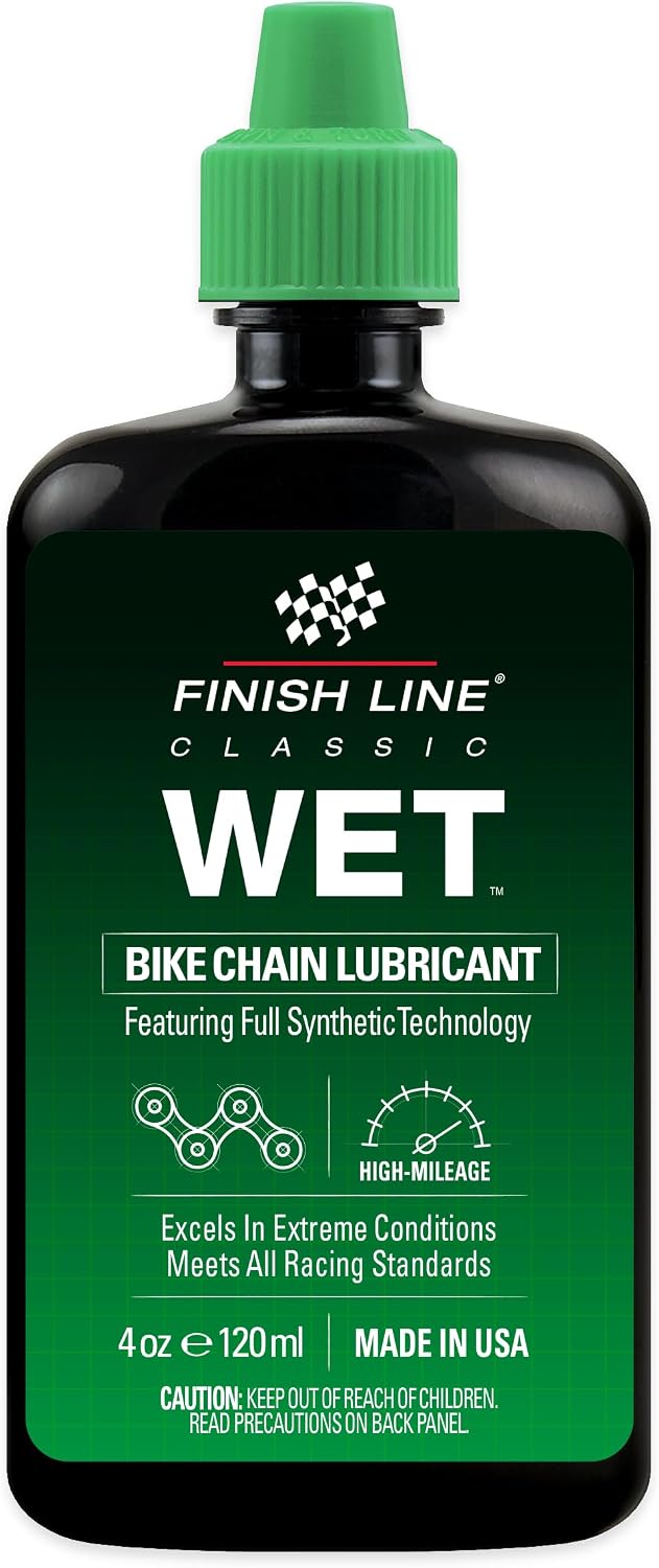 Finish Line Wet bike chain lubricant bottle.