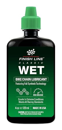 Finish Line Wet Bike Chain Lube - Long-Lasting Bicycle Lubricant - 120ml