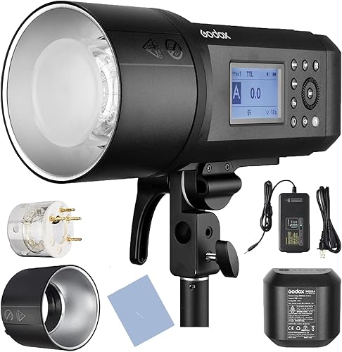 Vista 42 de Godox AD300Pro - Luz flash estroboscópica para exteriores, 2.4G inalámbrica 300 Ws TTL 1/8000s 320 veces flash de potencia completa, batería