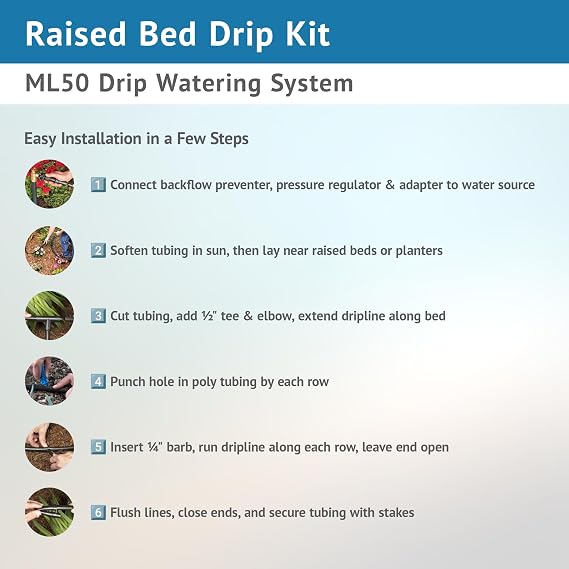 DIG ML50 Raised Vegetable Bed Drip Watering Kit - Efficient Irrigation System for Home Gardening, Easy Installation, Complete Kit