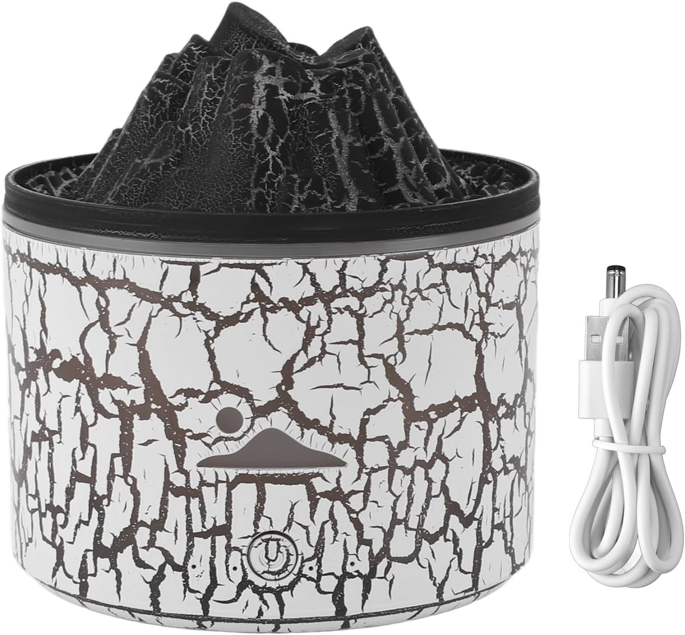 Humidificador de 180ml, difusor de aromaterapia con Apagado automático for Dormitorio, difusor de aceites Esenciales de aromaterapia, difusor de Llama de volcán(Bianco)