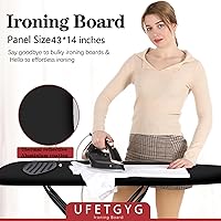 Vista 5 de UFETGYG Tabla de planchar con soporte de hierro, cubierta extragruesa, tabla de hierro compacta de 43 x 13 pulgadas, altura ajustable, estructura