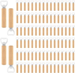 100 Pcs Wooden Bottle Opener - Engravable Beer Bottle Openers, DIY Gift for Wedding Party Restaurant