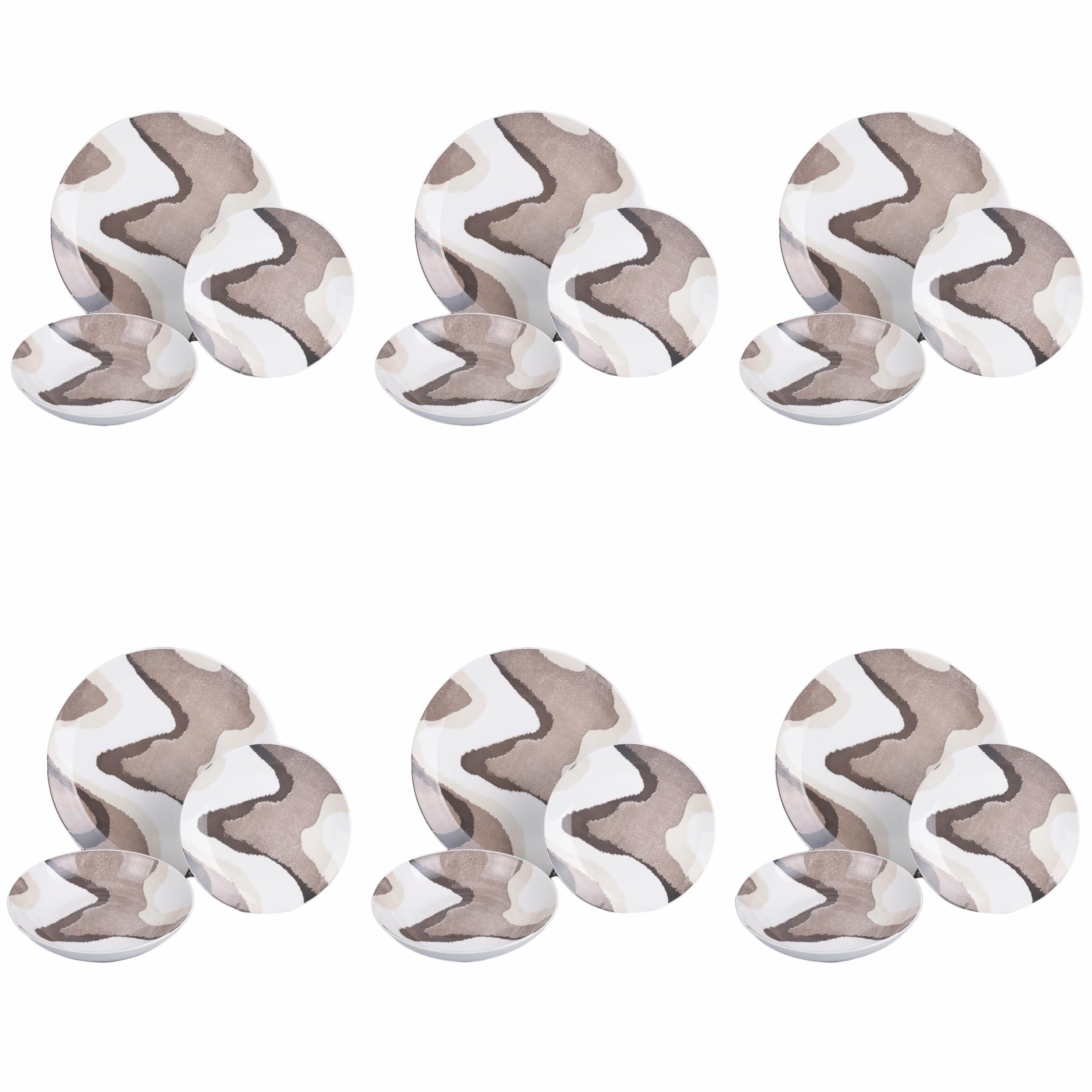 Vaisselle en porcelaine beige sable pour une table de 6 convives chic