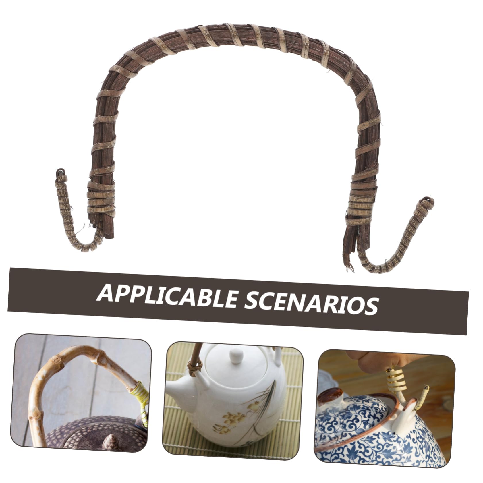Cabilock Asa de Tetera en U de Ratán y Hierro Mango para Tetera Cómoda y Fiable en Casa o Té