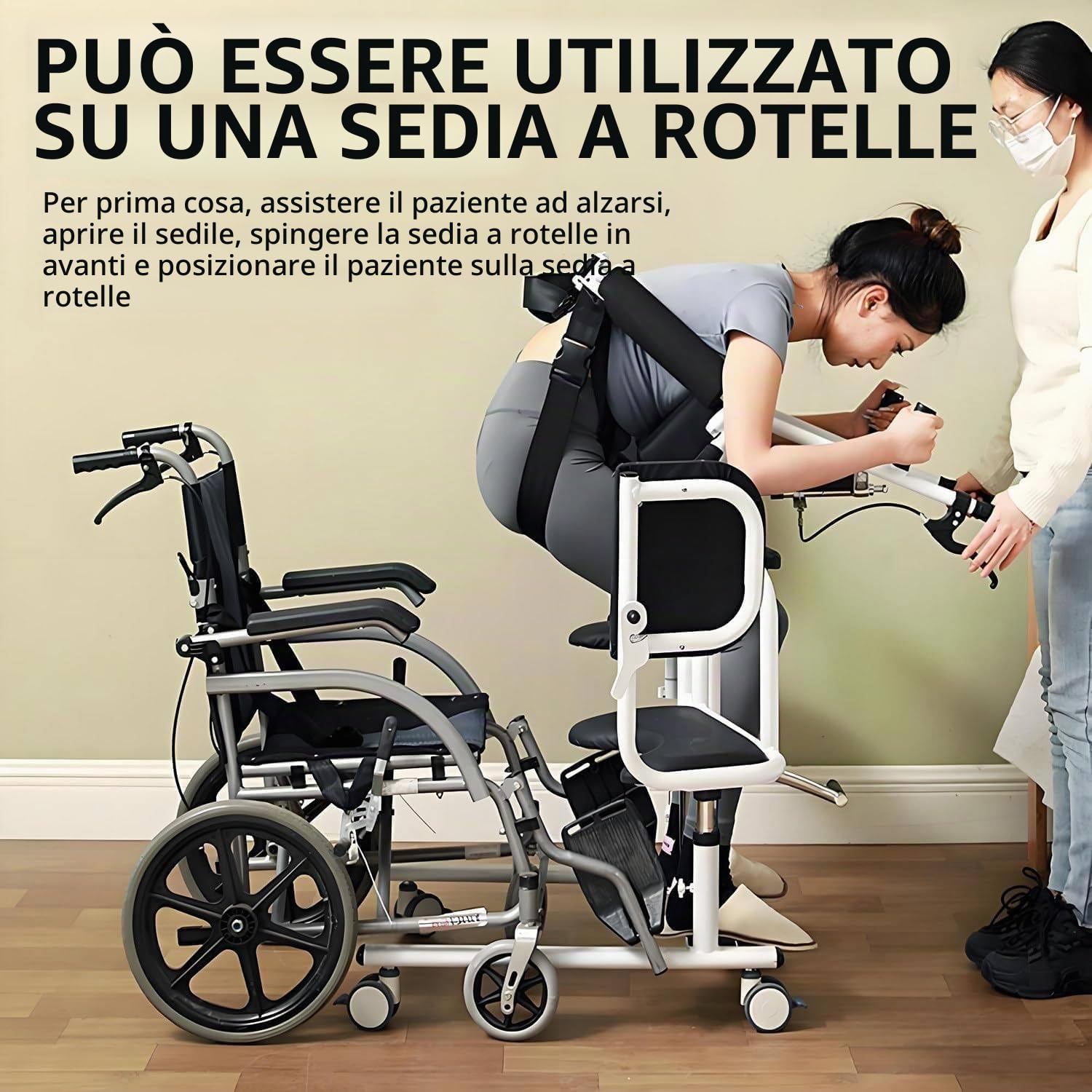 Sollevatore Idraulico per Pazienti con Mobilità Ridotta, Sedia Trasferimento Regolabile in Acciaio,Schienale e Sedile Divisi 180° con Vasino Portatile,Pedale Antiscivolo,Fino a 200 kg Blue