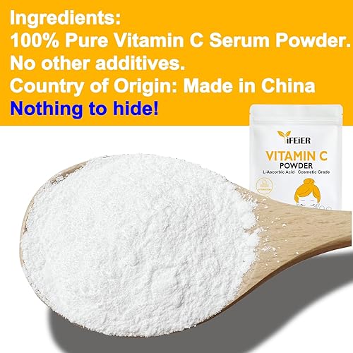 Miniatura 2 de iFEiER Polvo de vitamina C para la cara  3.53 oz (3.53 onzas) polvo de suero puro de vitamina C de grado cosmético para la piel  Polvo de ácido
