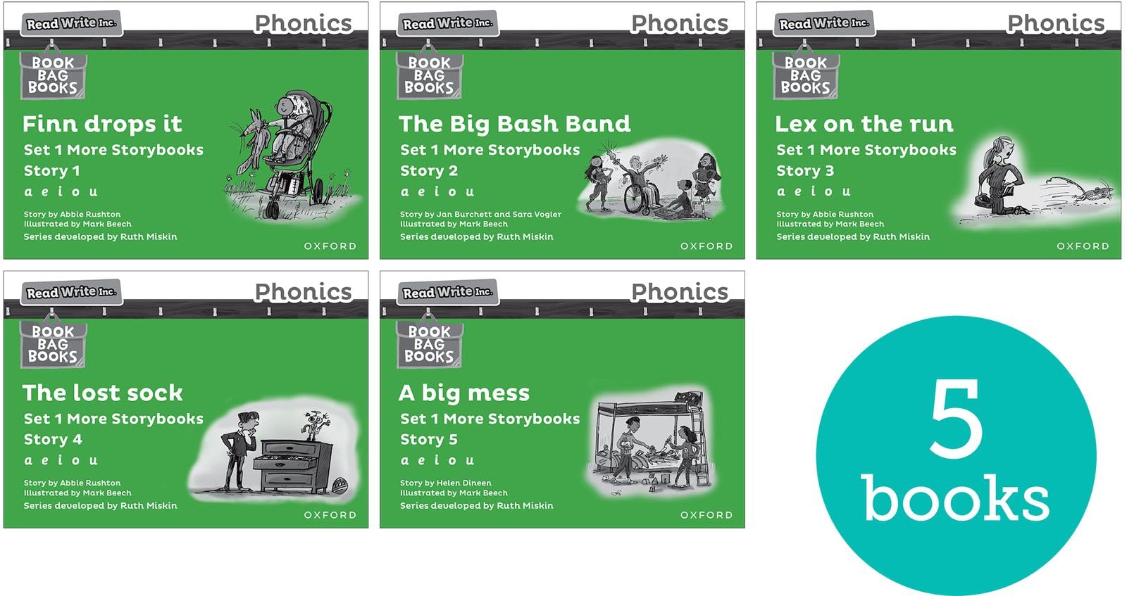Green Set 1 More Black & White Storybooks (Pack of 5) (Read Write Inc. Phonics More Storybooks)