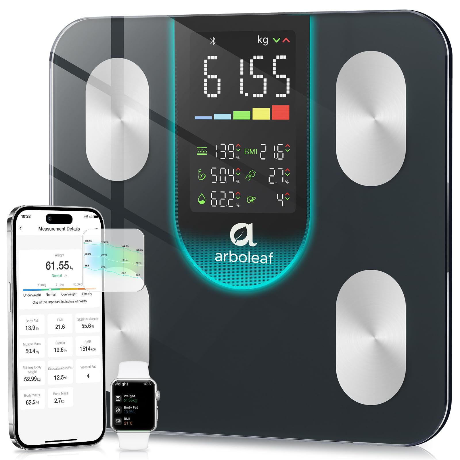 Arboleaf Smart Scale For Body Weight And Fat, Bluetooth - View #6