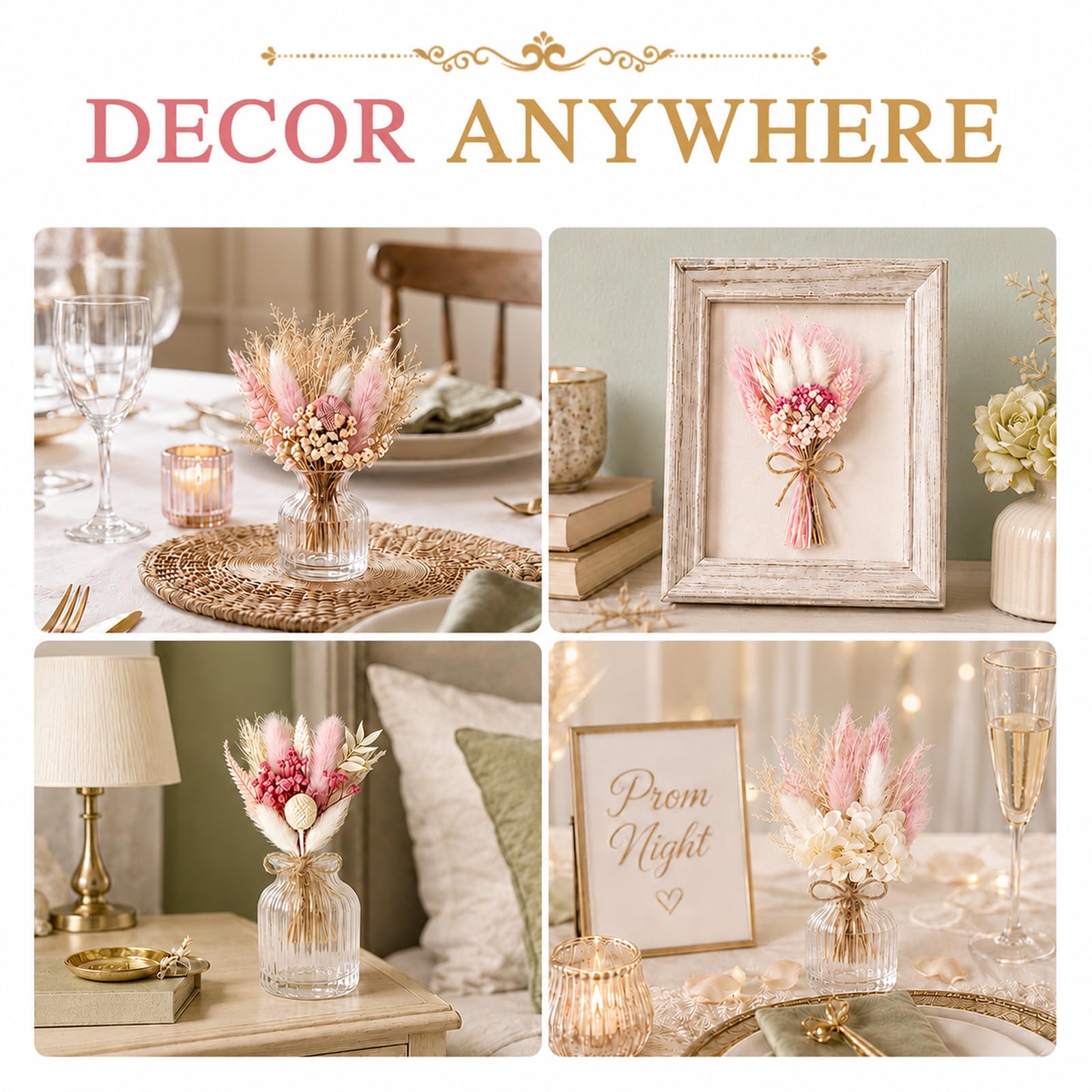 6 Pezzi Fiori Secchi, Rosa Mini Bouquet di Fiori Secchi Naturali, Fiori Secchi Decorativi, Fiori Secchi per Bomboniere per Bomboniere, Vasi E Artigianato