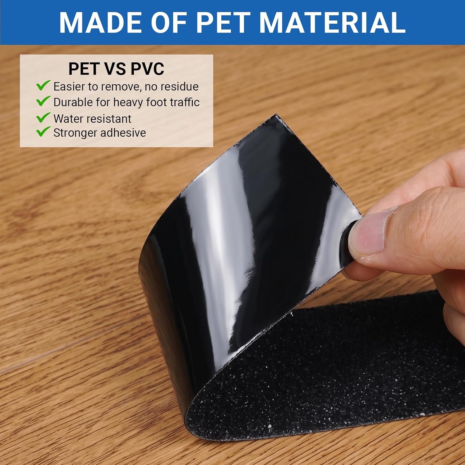 Black Anti Slip Tape, PET High Traction & Friction, 2 Inch x 33 Ft