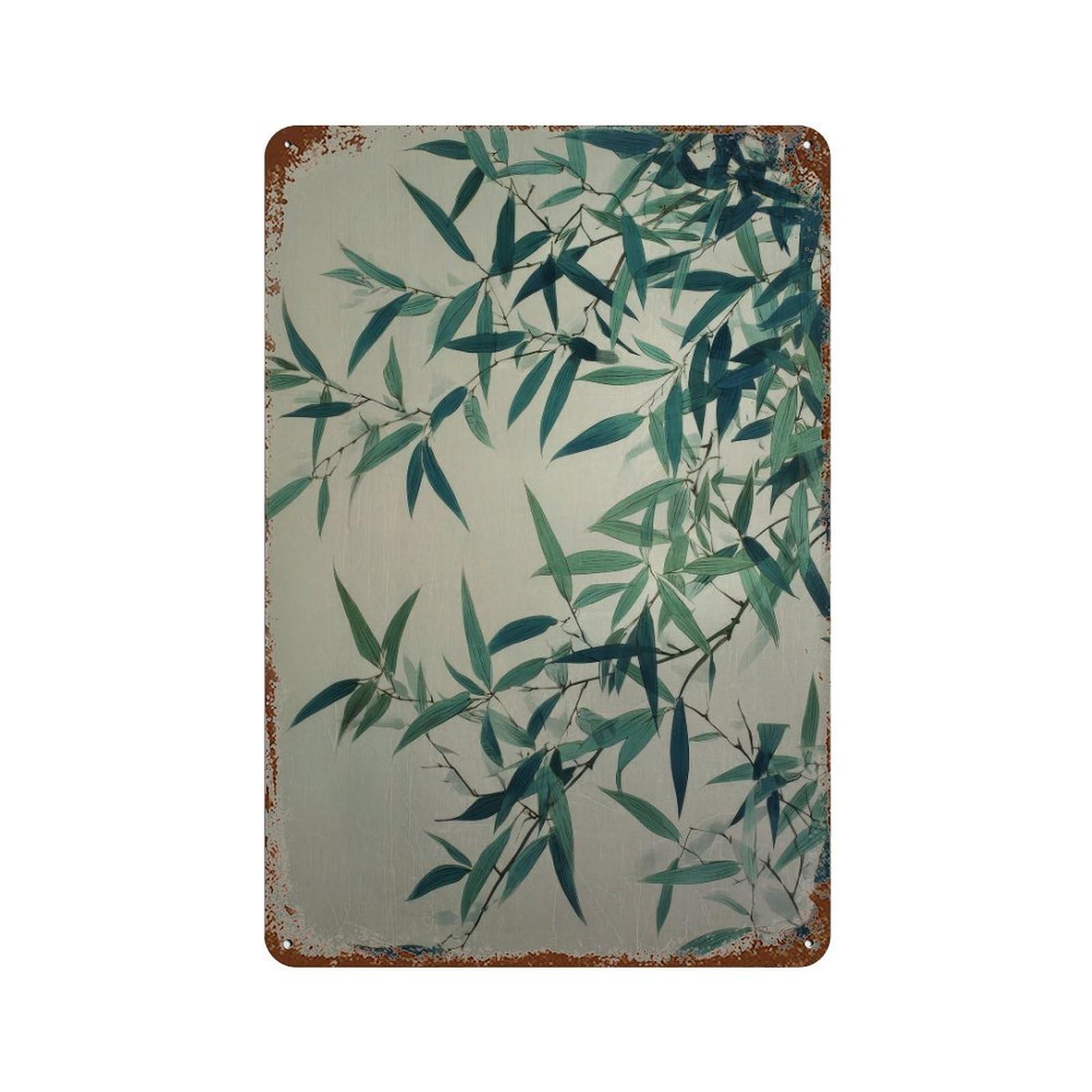 xiaoxiaoshen Bamboo Leaves. Botanical Minimalistic Wall Decor Art Metal Tin Poster Modern Home Decor Art Home Bar Shop Decorations Vintage Sign 30x20cm