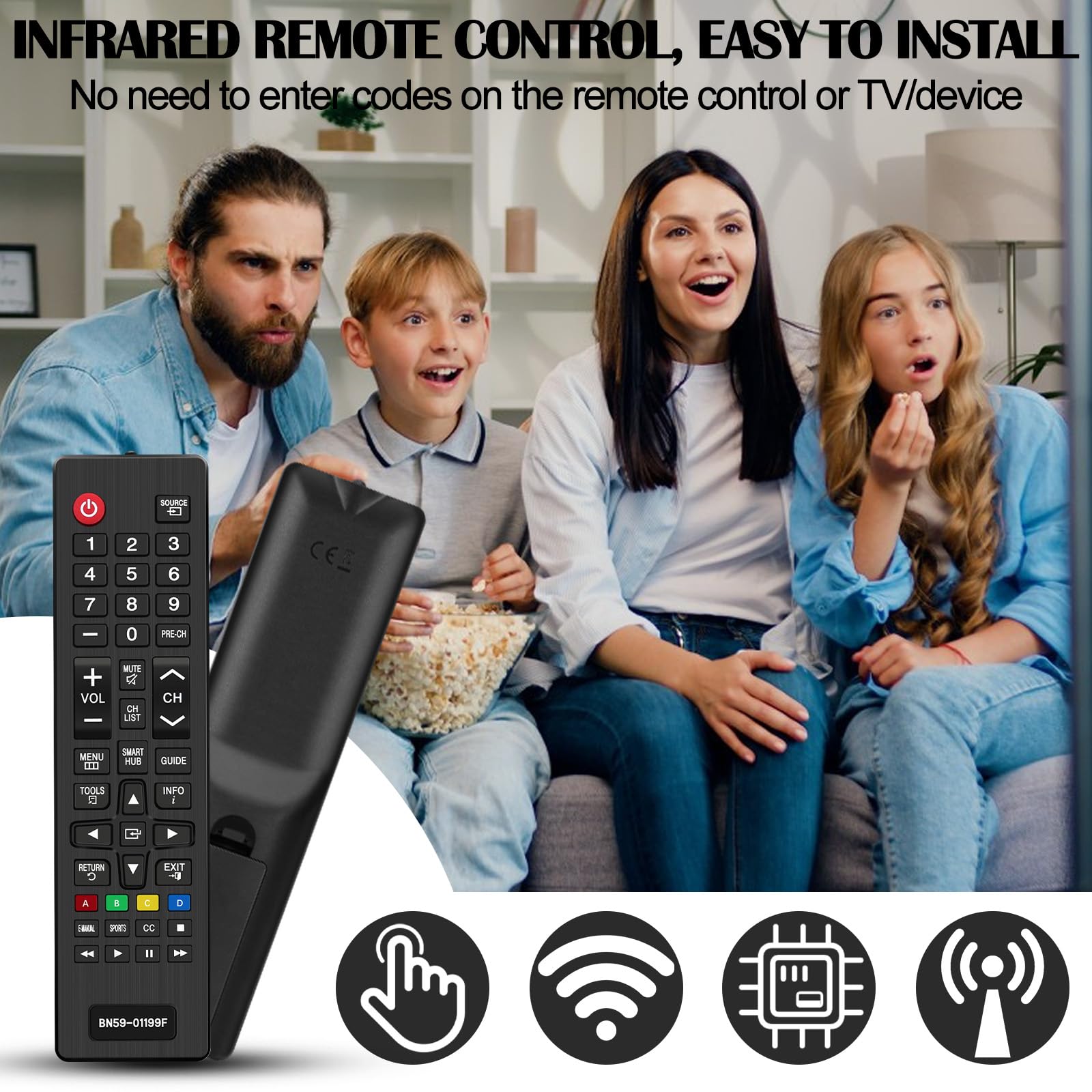 2 Pezzi Telecomando Universale TV per Samsung, Telecomando Di Ricambio Di Alta Qualità, Nessuna Configurazione Necessaria, Telecomando Universale Compatibile Con Samsung Smart TV 3D 4K LED LCD HDTV