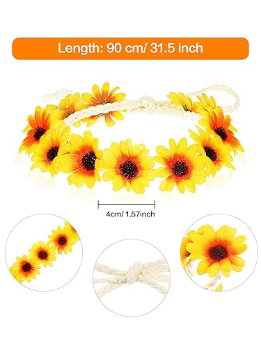 Miniatura 10 de 8 piezas de corona de girasol, diadema de margaritas, diademas hippie, diadema floral ajustable para novia, fiesta hippie, boda, festivales,