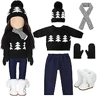 Vista 10 de Bencailor Conjunto de 6 piezas de ropa y accesorios de muñeca de Navidad de 18 pulgadas, conjunto de trajes de invierno, suéteres, pantalones