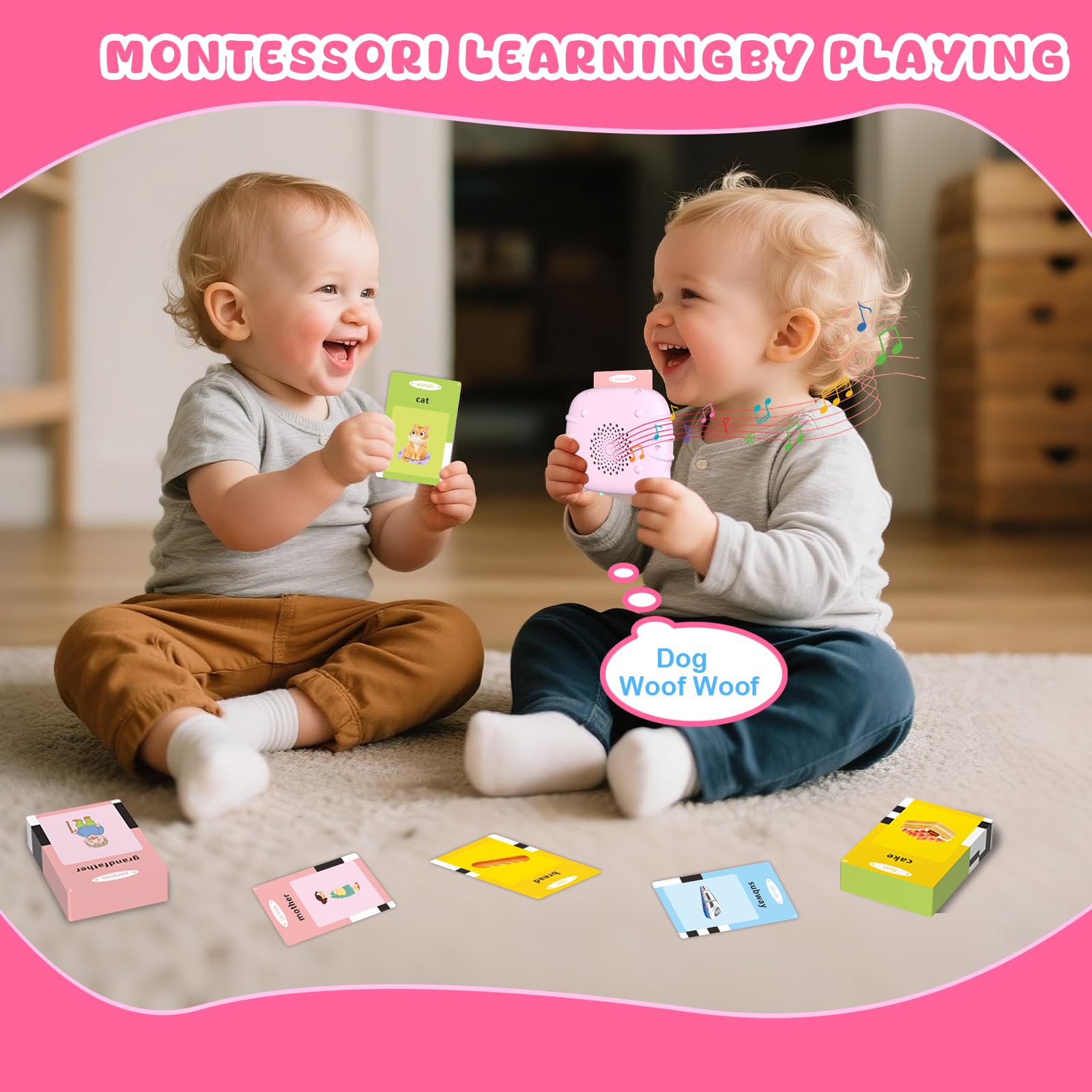 Toddler Talking Flash Cards for 1 2 3 4 5 Year Old Boys and Girls