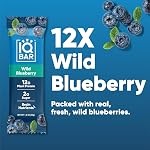 IQBAR Brain + Body Protein Bars, Wild Blueberry, Keto, Vegan, Paleo Friendly, Low Sugar, Low Net Carb, High Fiber, Gluten Free, No Sugar Alcohols, 12 Count