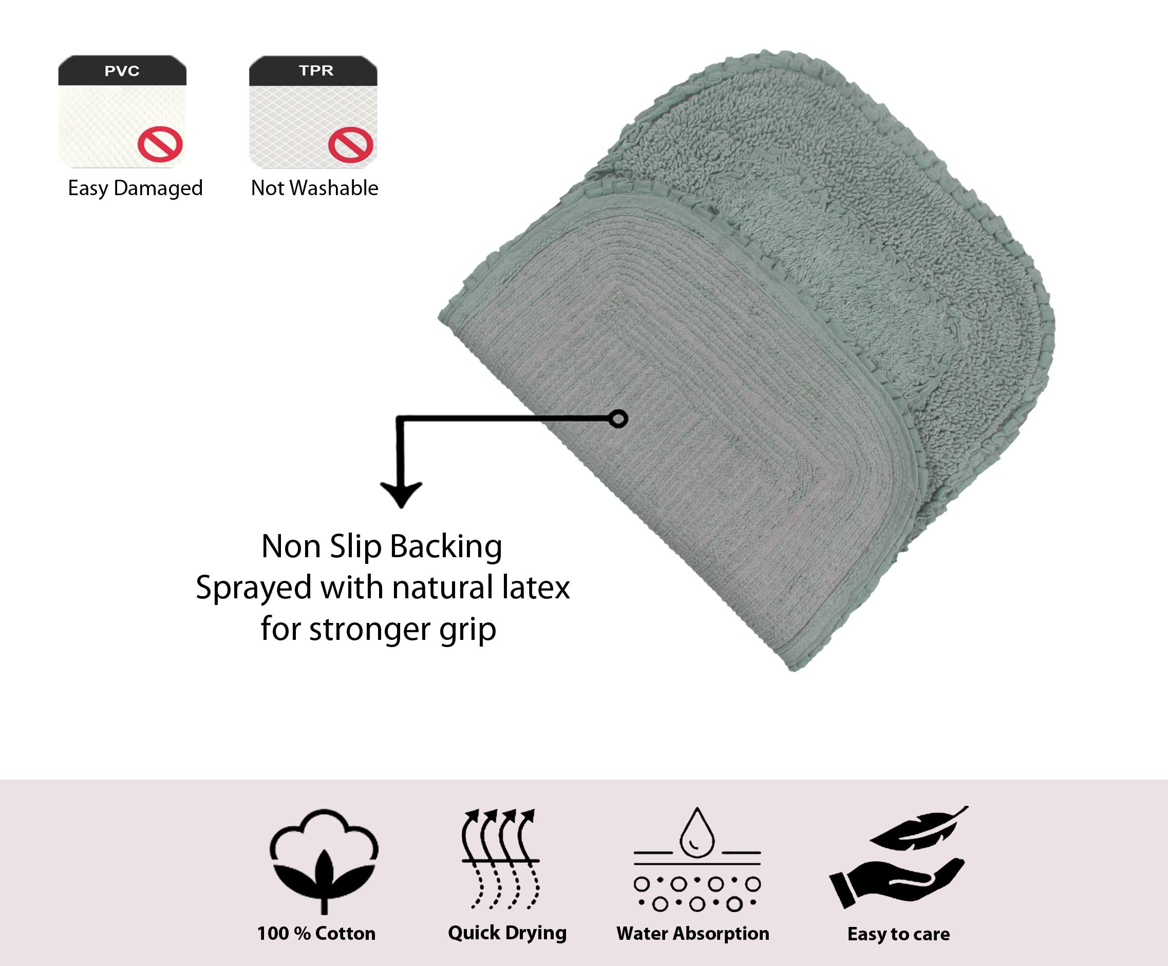 Home Weavers Radiant Collection - Juego de alfombras de baño 100 % algodón, decoración de baño, alfombra lavable, extra suave y absorbente, alfombra de cocina, juego de alfombrillas de baño,