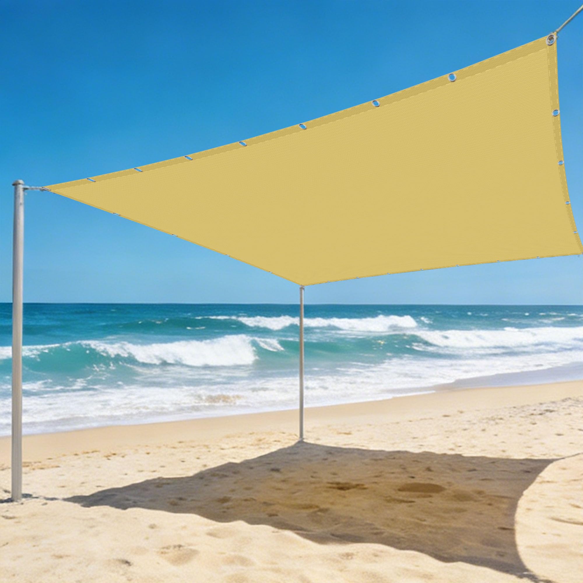 Voiles d'ombrage rectangulaire 160x500 cm jaune sable pour terrasse et jardin