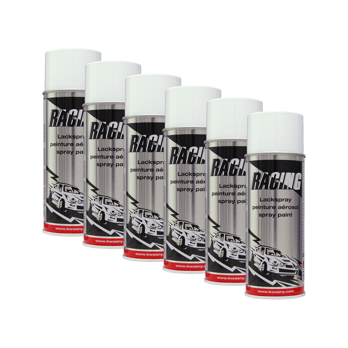 6X KWASNY 288 004 Auto-K Racing Lackspray Weiß Glanz 400ml