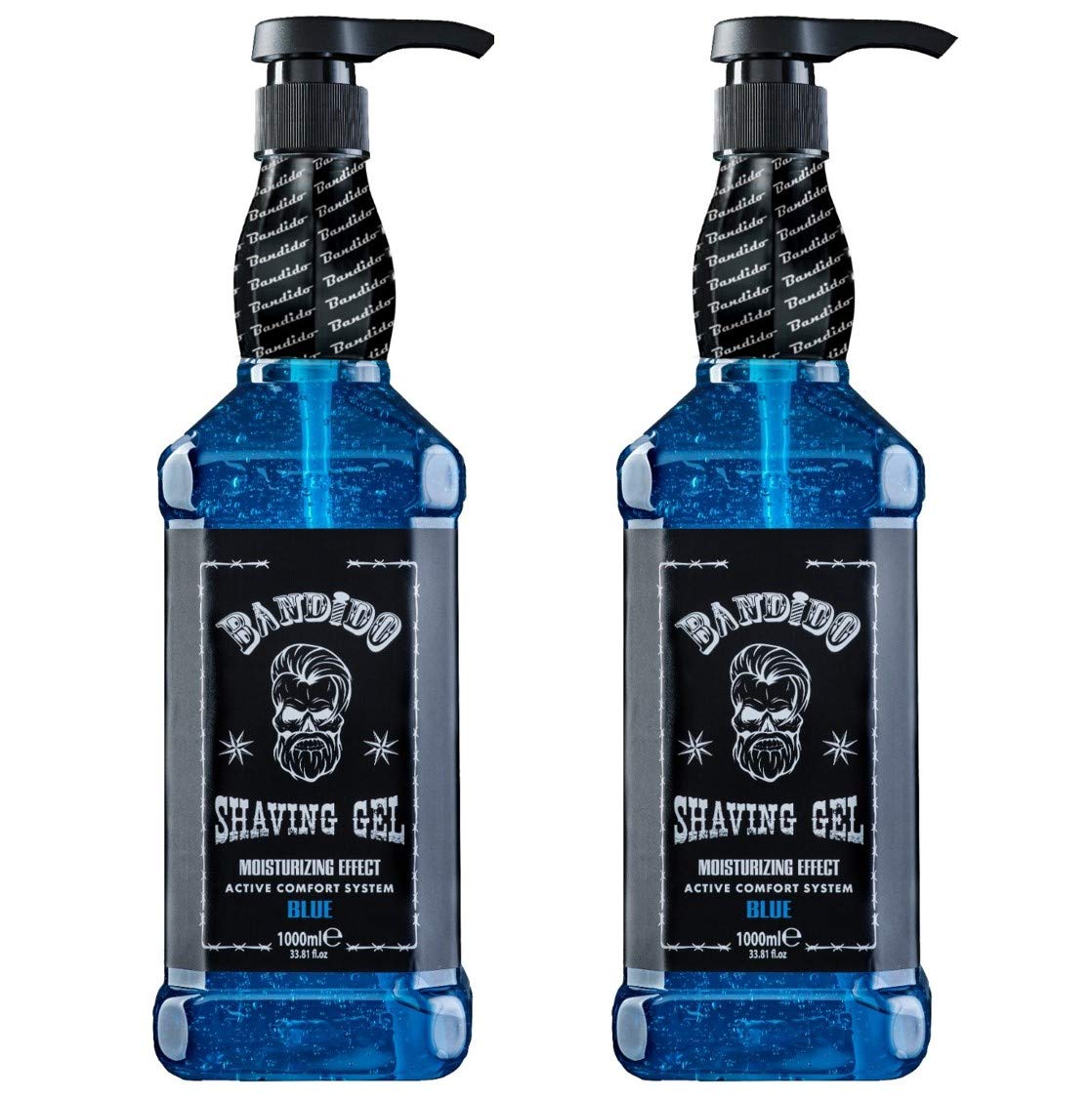 Bandido Shaving Gel Men BLUE 2er-Set (2 x 1000ml) Rasiergel blau transparent Männer Rasur Herren nicht-schäumend präzise Rasur der Bartkonturen mit jeder Rasierklinge (Blue 2 x 1000ml)