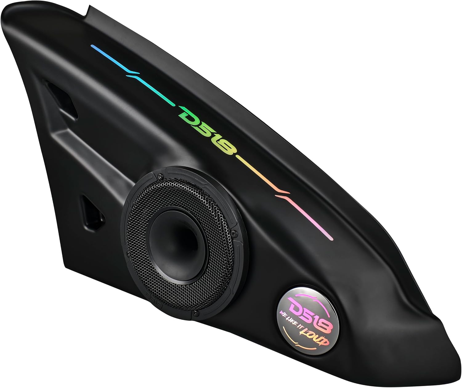 DS18 Loaded Armrest Speaker Panels for Polaris Slingshot | 2 x 6.5 Shallow Coaxial Hybrid Mid-Range Loudspeaker with Built-in Driver & Digital LED Lights | OEM Fit - 2015 to Current