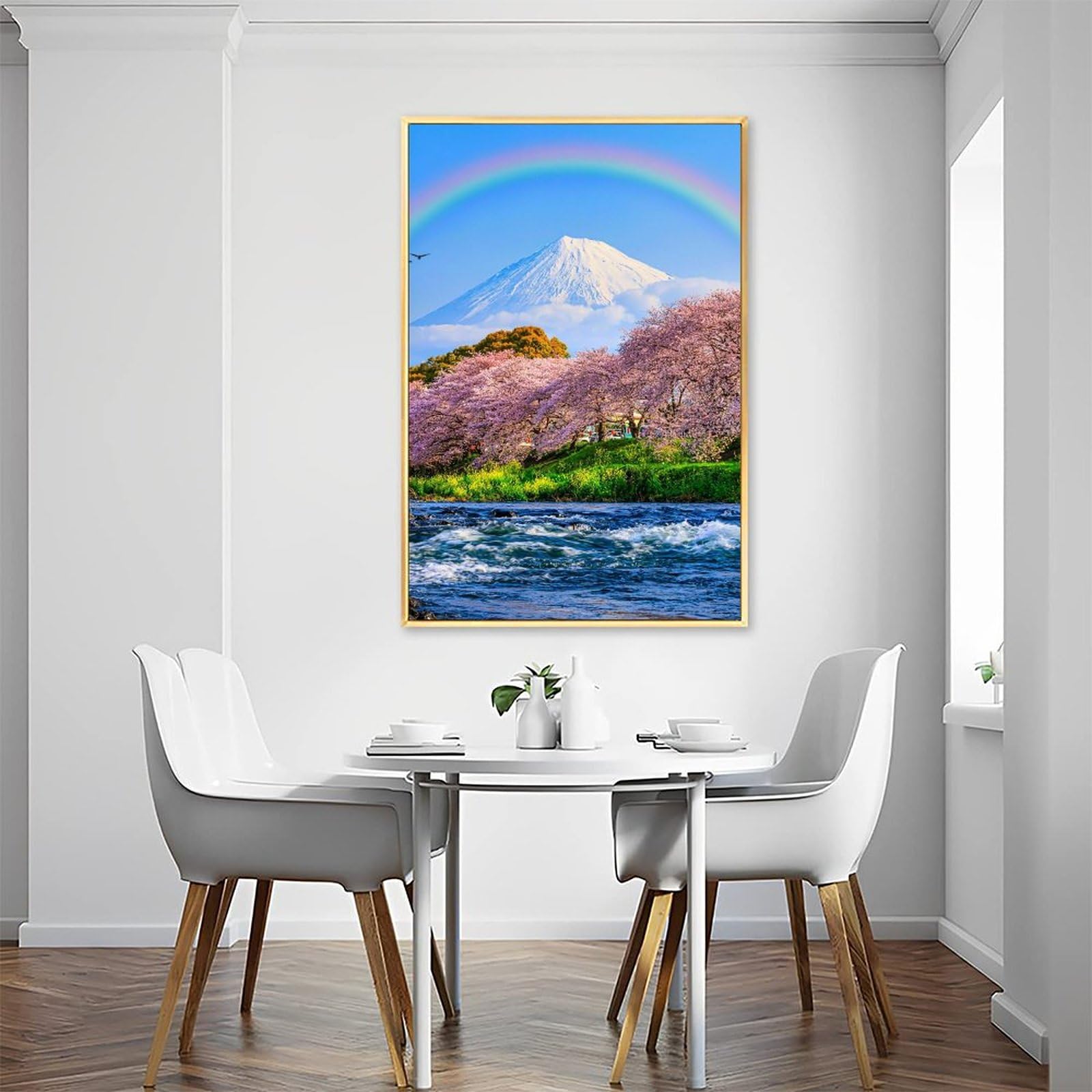 Amazon.co.jp: 絵画 富士山の目の前にある桜川インテリア 絵画 魅惑的