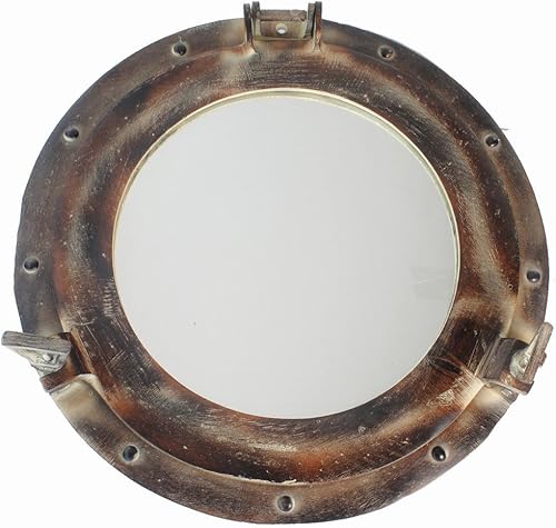 Espejo de aluminio de 15 pulgadas con acabado de óxido antiguo