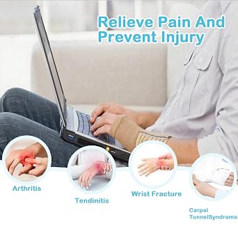 2 Pack Breathable Wrist Support Brace for Left & Right Hands(Beige) | Elastic strapped splint eases wrist pain & tendonitis, suitable for men women sports