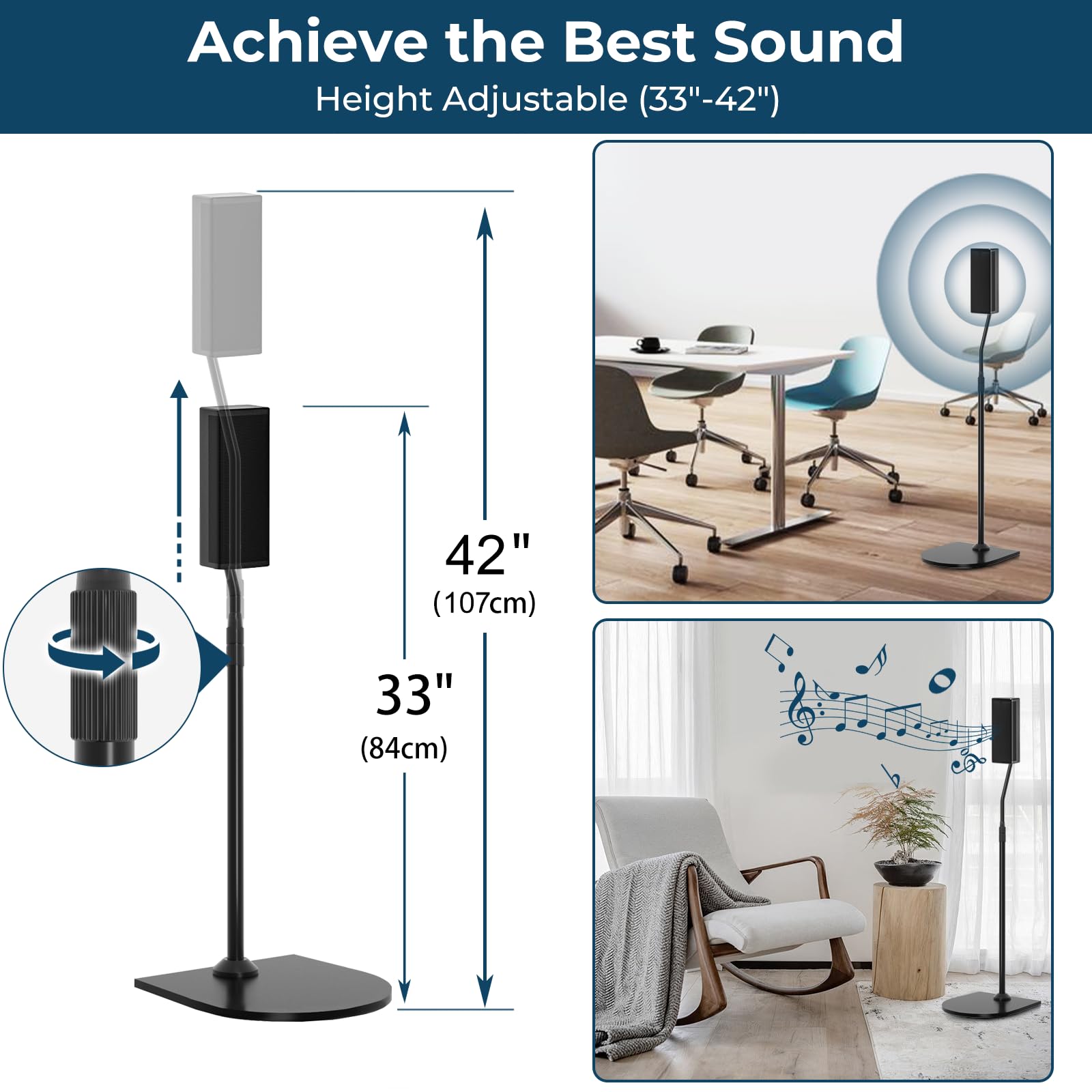 Höhenverstellbarer Ständer für Bose Lautsprecherständer, mit Slideconnect Halterung, für Bose Surround Lautsprecher, Surround 700, OmniJewel Lifestyle 650, CineMate GS Serie II, für OmniJewel