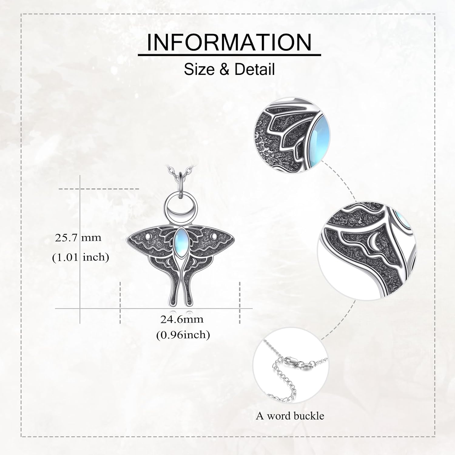 Luna Moth Necklace Sterling Silver Animal Lover Gift for Women Cute Animal Insect Jewelry - Image 4