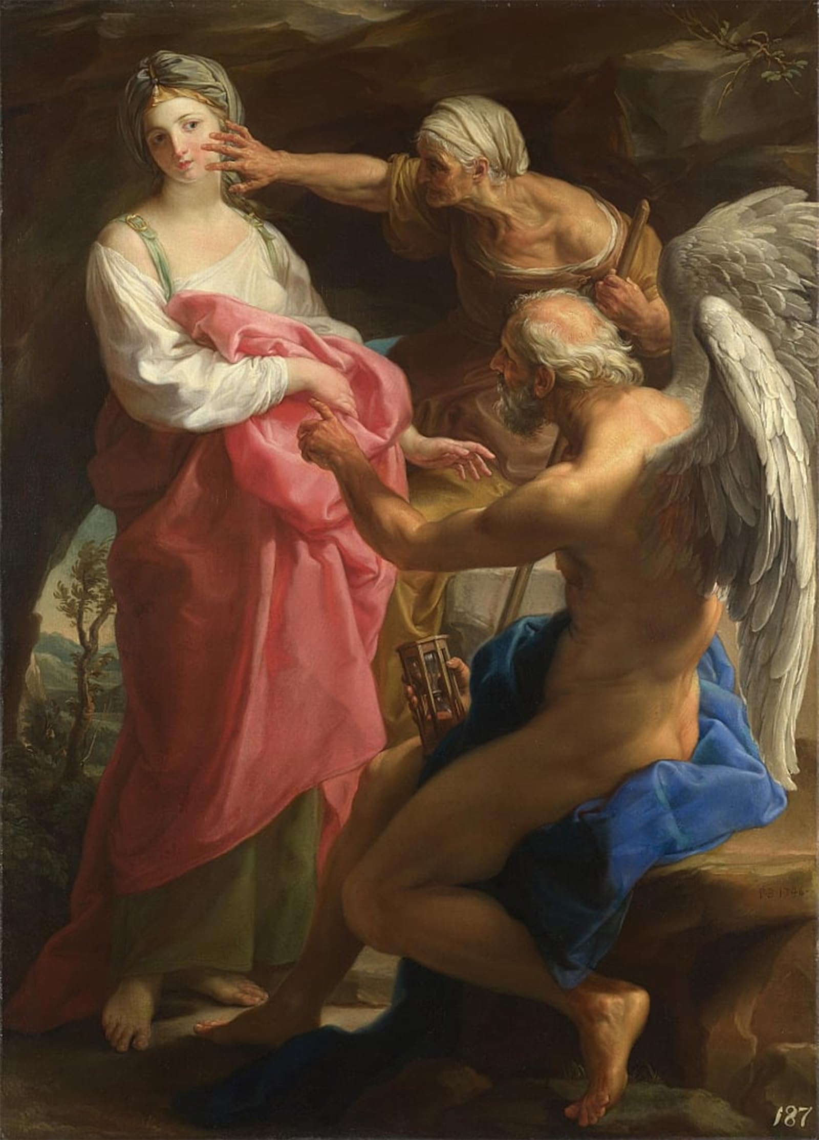 POSTERIIk Famous Modern Artwork Art Mural Time Orders Old Age to Beauty by Pompeo Girolamo Batoni Oil Paintings Pictures for Home Decor 60x90cm