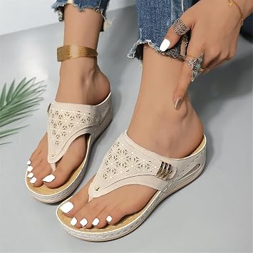 Orthopedic Sandals for Women - Arch Support Wedge Flip Flops, 2025 Summer Comfortable Dressy Casual Beach Sandal Slippers