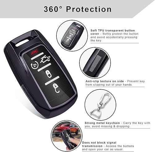 Miniatura 10 de QBUC Funda para llavero RAM con clip para llavero, funda de TPU suave compatible con Dodge Ram 1500 2500 3500 4500 5500 2019 2020 2021 2022