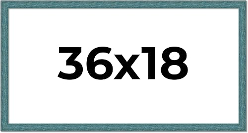Marco de 36 x 18 pulgadas de madera maciza de granero rústico azul de 1.25 pulgadas de ancho Profundidad interior de 0.5 pulgadas Marco azul