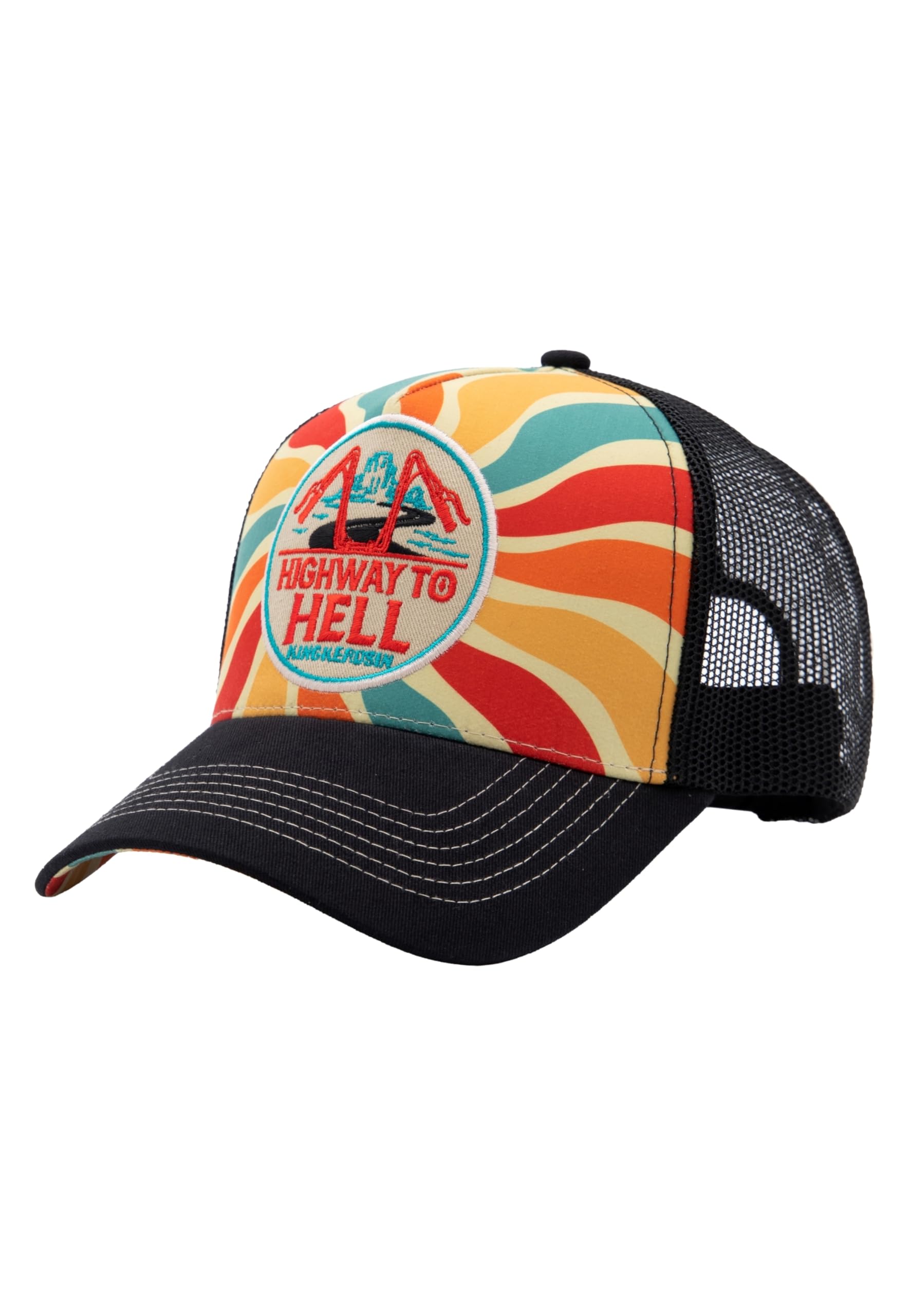 King Kerosin Czapka Highway LogoKerosin Męska - Krzywa Krawędź Czapka Baseballowa Trucker Snapback, z Daszkiem, Daszek Wiosna/Lato Wiosna Lato, Wielobarwna, Talla única