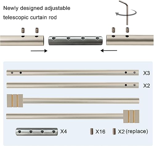 Miniatura 3 de H.VERSAILTEX Barras de cortina para ventanas de 48 a 86 pulgadas, barras de cortina de empalme único resistentes con soportes de 34 pulgadas de